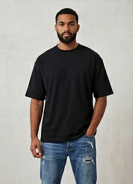 Wave Break Oversized Bamboo Tee – Phantom Black