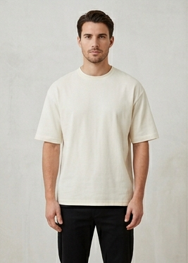 Wave Break Oversized Bamboo Tee – Beige