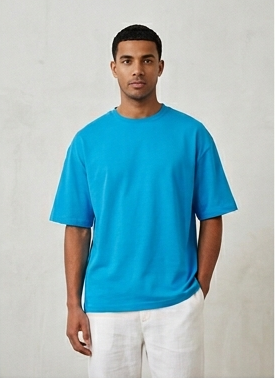 Wave Break Oversized Bamboo Tee – Blue